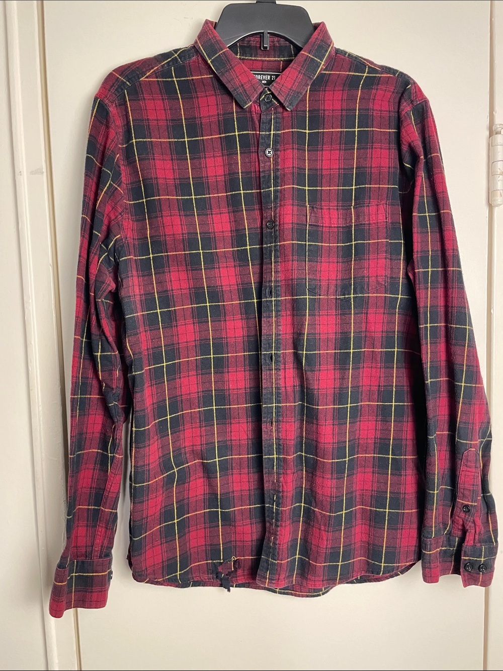 Forever 21 Red and Black Plaid Button-Down Shirt